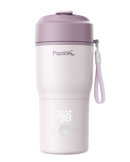 Papablic Portable Bottle Warmer, 85W Fast Baby Bottle Warmer for Travel & Home, Heats Breastmilk & Formula & Water, 4 Temperature Settings, Wide Mouth, Fits Car Cup Holder