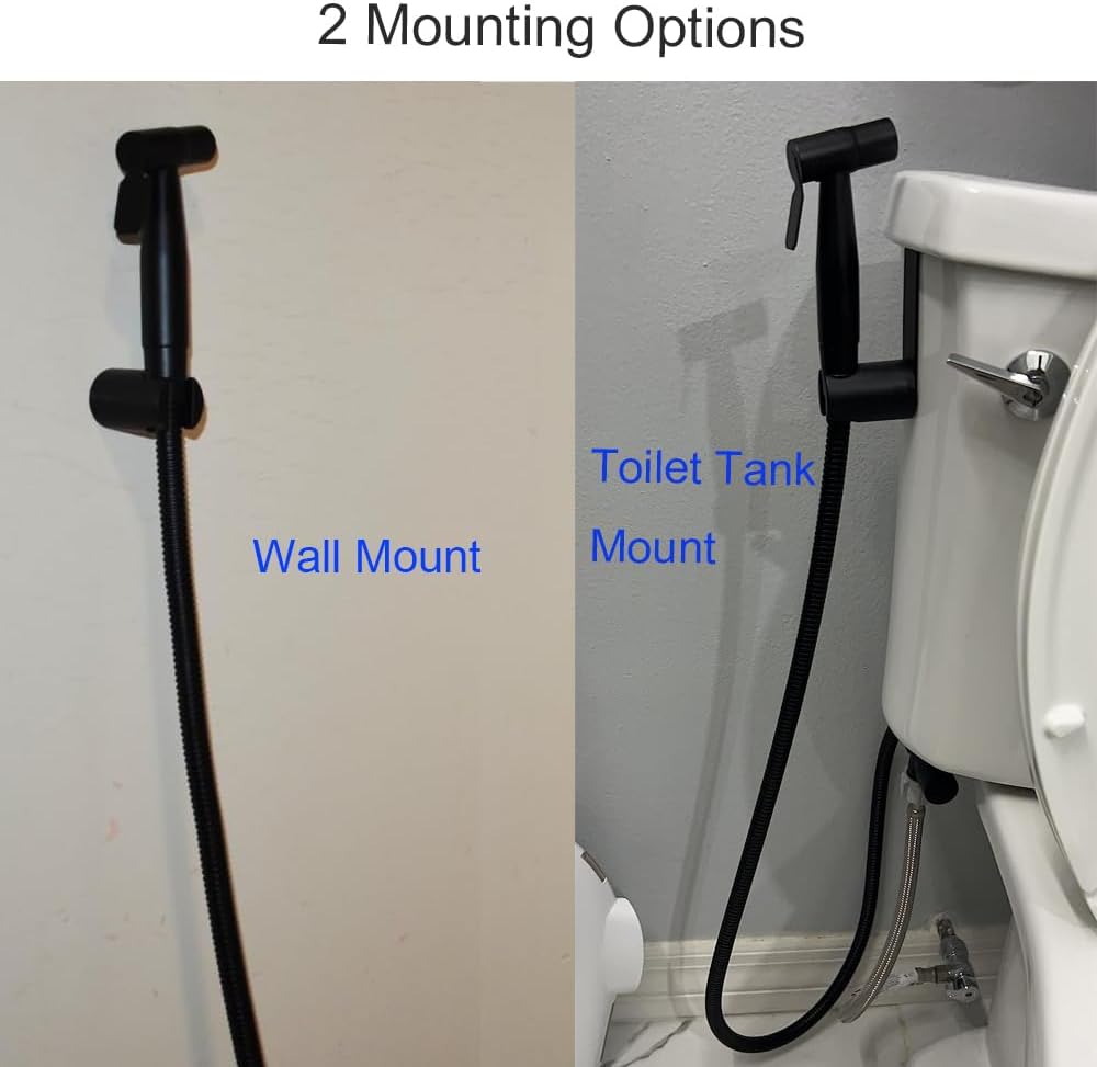 Handheld Toilet Bidet Sprayer for Toilet Stainless Steel Bathroom Bidet Sprayer Set Jet Sprayer Bidet Spray Hoses Kit Cloth Diaper Spray for Baby and Feminine Wash - Black (Silver)