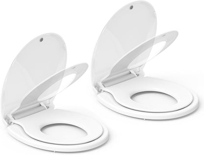 Toilet Seat with Toddler Seat Elongated, PP Material Family Toilet Seat Cover, Soft Close Adult & Toddler Seats, Easy to Clean, Safe Potty Training Solution for Kids, Bathroom Upgrade for Home