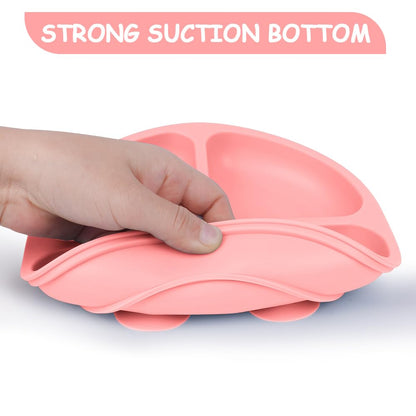 Vicloon Toddler Plates, 3 Pcs Silicone Baby Plates, BPA Free Suction Plates with Lids for Babies and Toddlers, Suction Plate Feature, Divided Plate Design,Toddler Plate Microwave&Dishwasher Safe