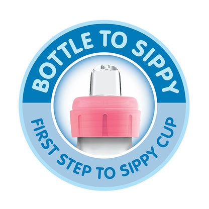 Dr. Brown's Anti-Colic Options+ Narrow Sippy Bottle Starter Kit, 8oz/250mL, with Level 3 Medium-Fast Flow Nipple and Soft 100% Silicone Sippy Spout, Blue, BPA Free, 6m+