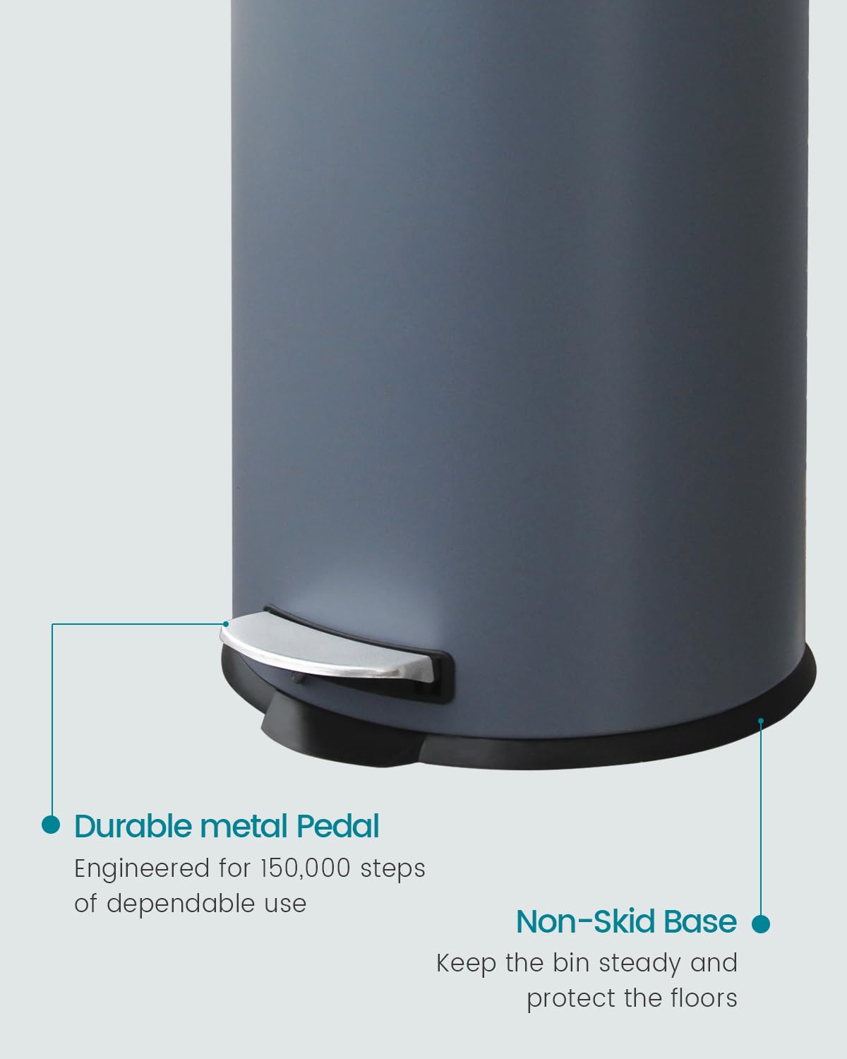 Diaper Pail, Airtight Odor Control Baby Diaper Bin with Childproof Lock, Stainless Steel Garbage Pail with lid, 15 Liter/ 4 Gallon Compact Nursery Trash Can with Removal Inner Liner, Blue