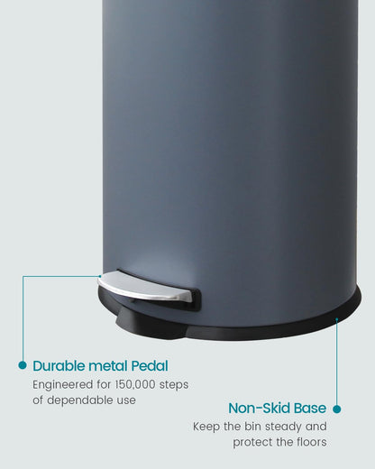 Diaper Pail, Airtight Odor Control Baby Diaper Bin with Childproof Lock, Stainless Steel Garbage Pail with lid, 15 Liter/ 4 Gallon Compact Nursery Trash Can with Removal Inner Liner, Blue