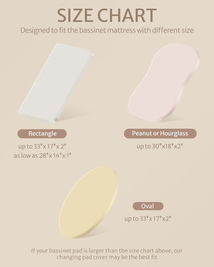 Blissful Diary Muslin Bassinet Sheets for Baby Girls Boys, Boho Soft Cotton Fitted for Oval Hourglass Rectangle Mattress, 2 Pack(Sunshine&Brown)