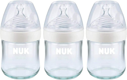 NUK Simply Natural Glass Baby Bottles, 4 oz, 3 Pack