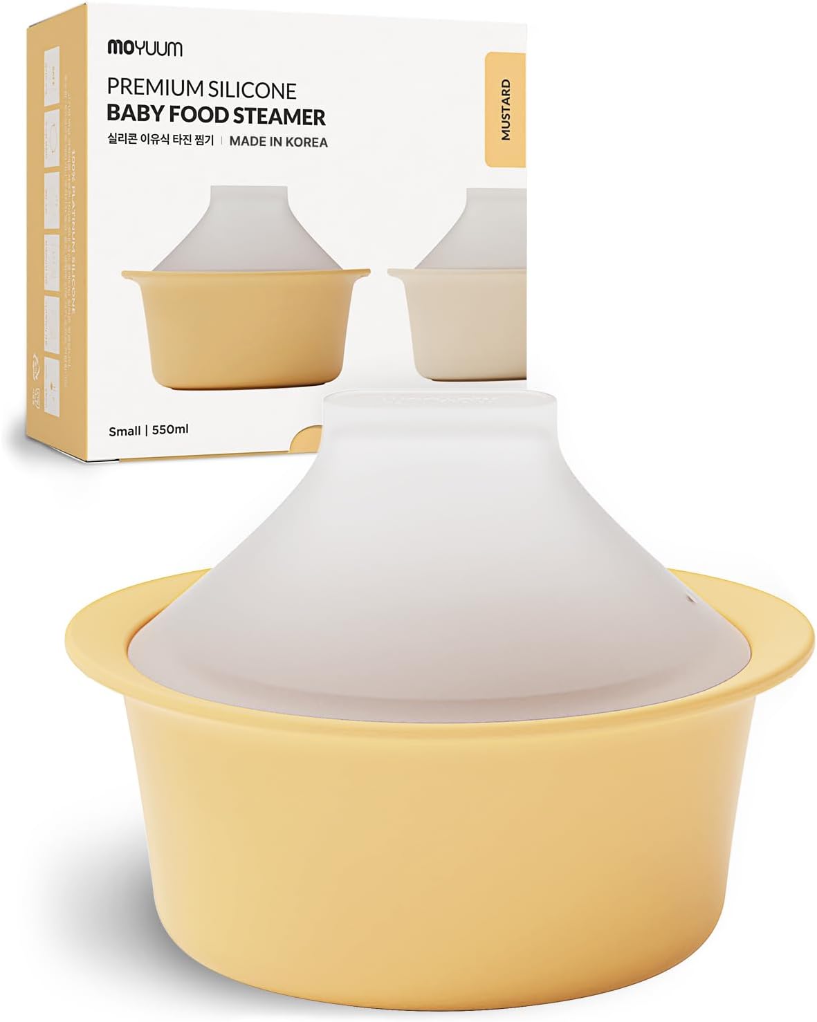 Moyuum Silicone Microwave Steamer | Made in Korea, Baby Food Maker Bowl with Lid, Egg and Vegetable Steam Cooker, Japanese Donabe Inspired Cooking Pot, Dishwasher Safe(Large, Violet)