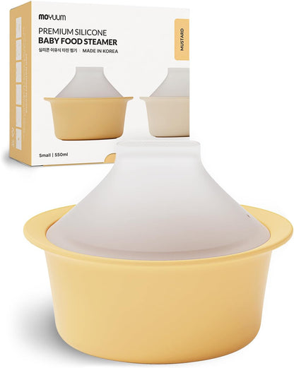 Moyuum Silicone Microwave Steamer | Made in Korea, Baby Food Maker Bowl with Lid, Egg and Vegetable Steam Cooker, Japanese Donabe Inspired Cooking Pot, Dishwasher Safe(Large, Violet)