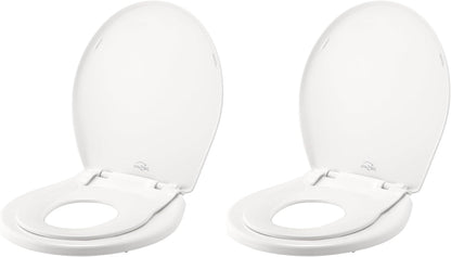 Little2Big Toilet Seat with Built-In Toddler Potty Training Seat, Slow Close, Easy to Install, Made in USA, ROUND, White
