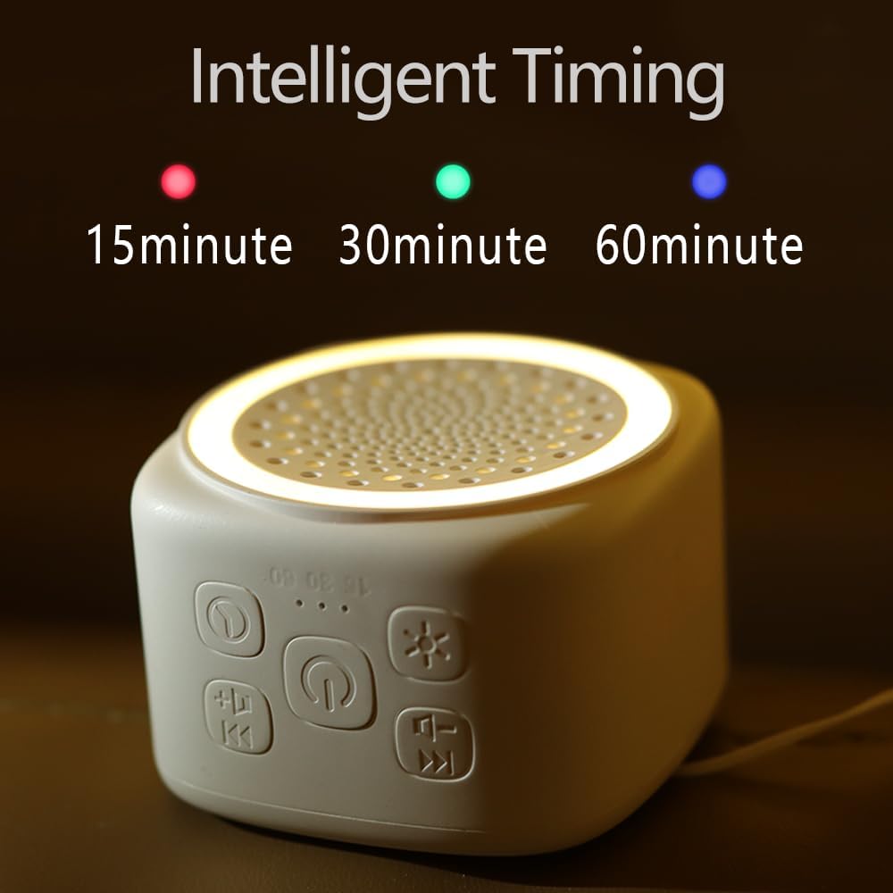 Q9 White Noise Machine, Portable Sleep Sound Machine with 7 Color Night Light, 15/30/60 Min Timer, Soothing Relaxing Sounds for Baby Nursery, Bedroom, Office and Travel Use
