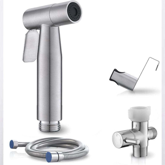 JNGOODS Handheld Bidet Sprayer for Toilet, Adjustable Pressure, Stainless Steel Brushed Nickel, Baby Cloth Diaper Wash - Easy to Install.
