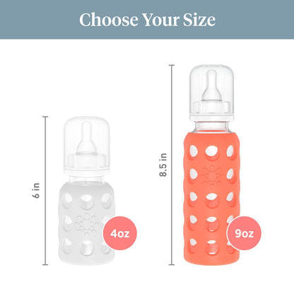 Lifefactory Glass Baby Bottle with Stage 1 Nipple and Protective Silicone Sleeve Cantaloupe, 4 Oz