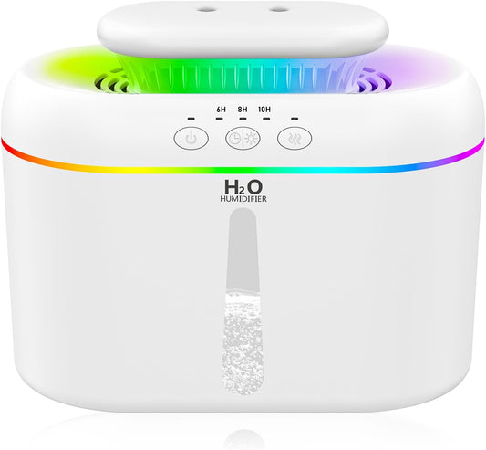 2L humidifiers for bedroom humidifier Home Ultra-Quiet 28 dB Quiet Supersized Cool Mist Air Humidifier for Baby Nursery，Dual Nozzie，Easy to Clean & Fill, 7 Color NightLight (White)