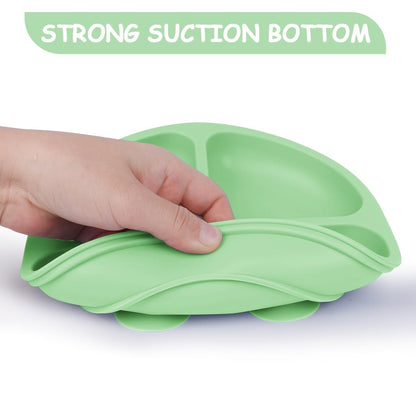 Vicloon Toddler Plates, 3 Pcs Silicone Baby Plates, BPA Free Suction Plates with Lids for Babies and Toddlers, Suction Plate Feature, Divided Plate Design,Toddler Plate Microwave&Dishwasher Safe