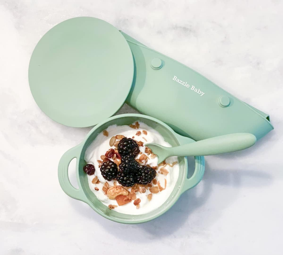 Bazzle Baby Silicone Suction Bowls with Suction Lid and Spoon | 3-piece set | BPA Free Silicone | Perfect for 4-36 Months.