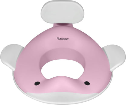 Kindsgut Whale Potty Training Seat for Toddlers – Kids Toilet Seat with Backrest, Non-Slip, Fits Round & Oval Toilet Seats, Designed in Germany, Peach