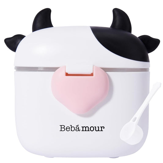 Bebamour Baby Formula Dispenser, BPA Free Portable Milk Powder and Candy Fruit Snack Storage Container with Scoop and Leveller for Travel, 450 ML, Green Cow