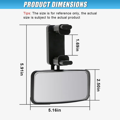 360 Degree Adjustable Baby Car Mirror, No Dead Angle Automotive Convex Mirrors Facing Back Seat, Clip-On HD Glass Vehicle Rearview Mirrors for Car, SUV, Truck