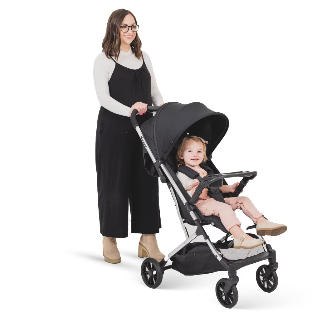 Joovy Kooper X2 Double Stroller, Lightweight Travel Stroller, Compact Fold with Tray, Black