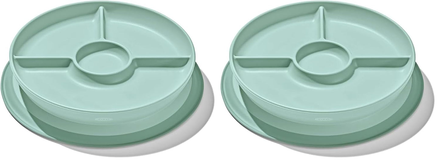 OXO Tot Stick and Stay Suction Divided Plate - Opal
