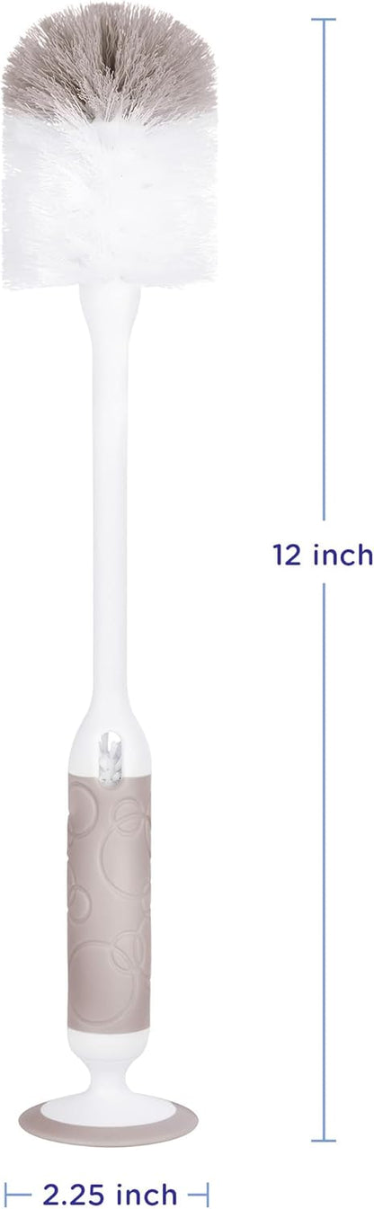 Ubbi Deluxe Baby Bottle Cleaning Set Includes a Nipple Brush with Suction Cup, Oat
