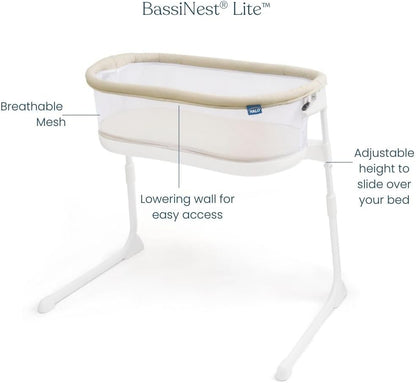 HALO® BassiNest® Bedside Sleeper – Breathable Baby Bassinet Slides Over Bed with Mesh Walls for Airflow & Visibility, Lowering Wall for Easy Access, Fits Most Beds