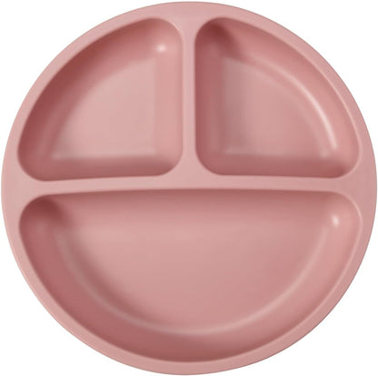 PandaEar 2 Pack Toddler Divided Suction Plates with 2 Spoons 2 Forks for Babies | Silicone Baby Led Weaning Supplies Self Feeding Eating Utensils | BPA-Free Baby Feeding Set - Pink