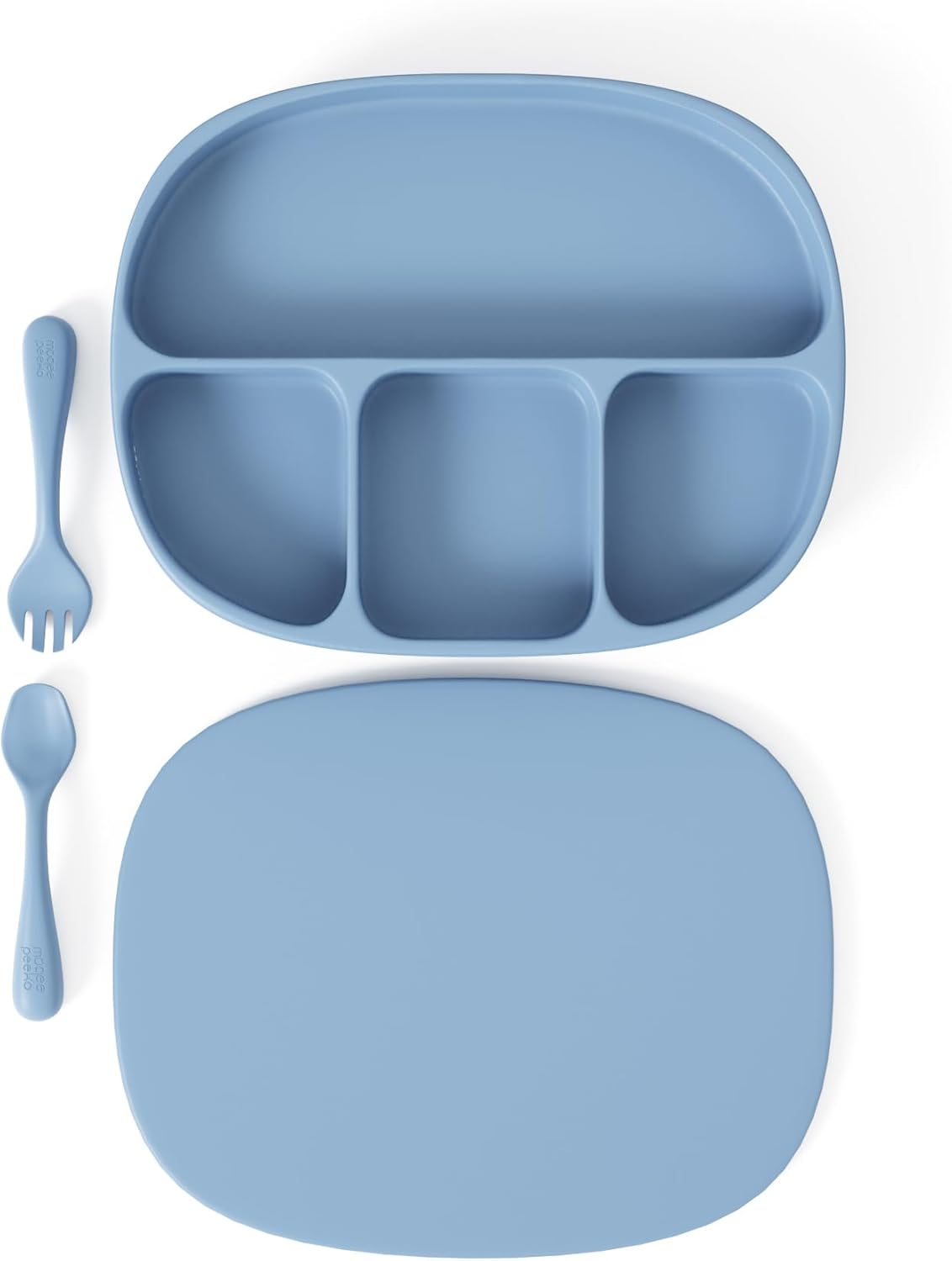 Toddler Necessities Baby Feeding Essentials Set for Baby in Green Color with Baby plates with Suction and Silicone Utensil Set - (3 Pieces)