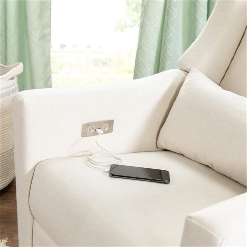 Kiwi Glider Recliner w/Electronic Control and USB | in Almond Teddy Loop w/Light Wood Base, Greenguard Gold Certified