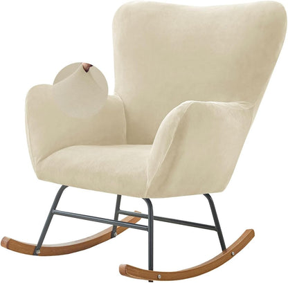 Levoberg Nursery Rocking Chair Cover Velvet Rocker Glider Chairs Cover Slipcovers Stretch Rocking Accent Chair Cover Recliner Armchair Slipcover for Nursery Living Room Bedroom Office Camel