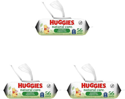 Huggies Natural Care Sensitive Baby Wipes, Unscented, Hypoallergenic, 99% Purified Water, 12 Flip-Top Packs (768 Wipes Total), Packaging May Vary