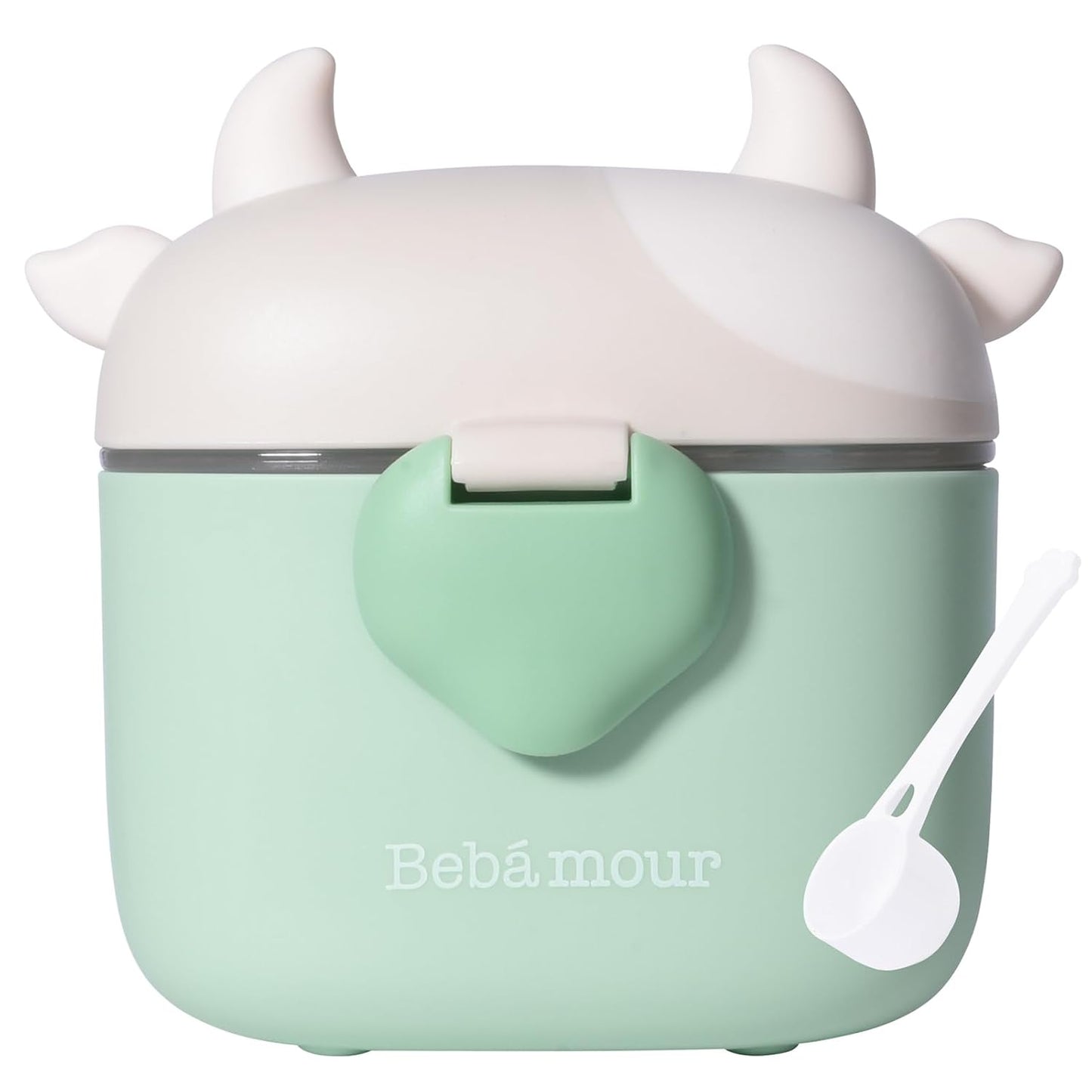 Bebamour Baby Formula Dispenser, BPA Free Portable Milk Powder and Candy Fruit Snack Storage Container with Scoop and Leveller for Travel, 450 ML, Green Cow