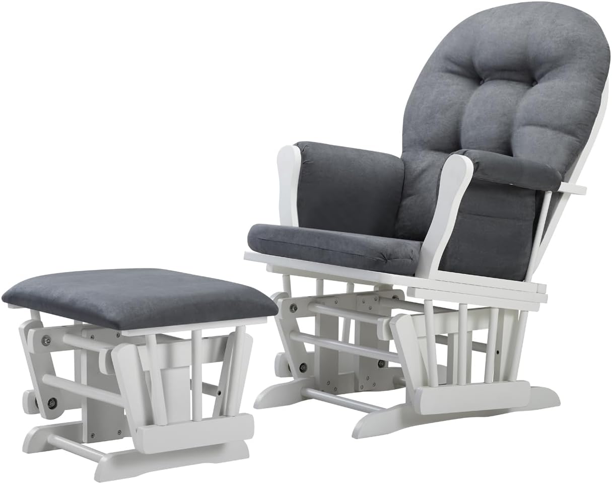 Angel Line Grayson Glider and Ottoman, Black w/Beige Cushion