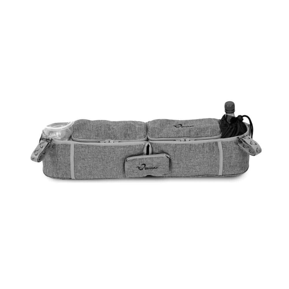 StrollAir - Universal Best Double Parent Stroller Organizer Caddy Insulated Cup Holder Console side-by-side Mountain Buggy TWIN WAY Bob Duallie Baby Jogger City Mini GT – Black