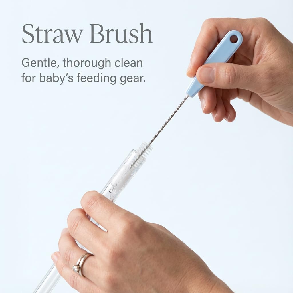 Ariseno 5-in-1 Baby Bottle Brush Set, Including Nylon and Silicone Bottle Brush, Bottle Cap, Straw and Nipple Cleaner, BPA-Free (Blue)