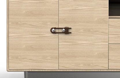 4 Pack Child Proof Sliding Cabinet Door Code Locks Baby Safety Cupboard Locks Adjustable U Shaped Cabinet Latches for Knob Handle Drawers Closet (4 PCS, Coffee)