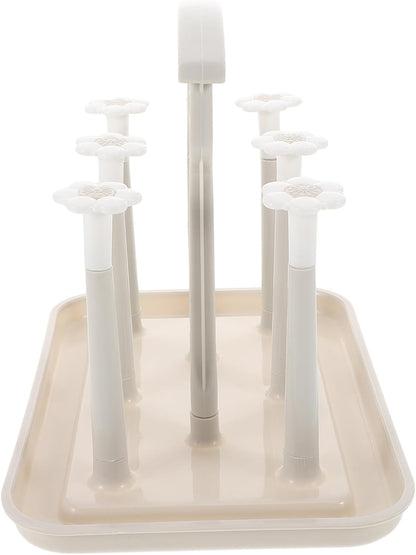 Toyvian Space Saving Baby Bottle Drying Rack with Cup Holder for Countertop Portable Baby Bottle Drain Rack for Kitchen and Nursery Organization