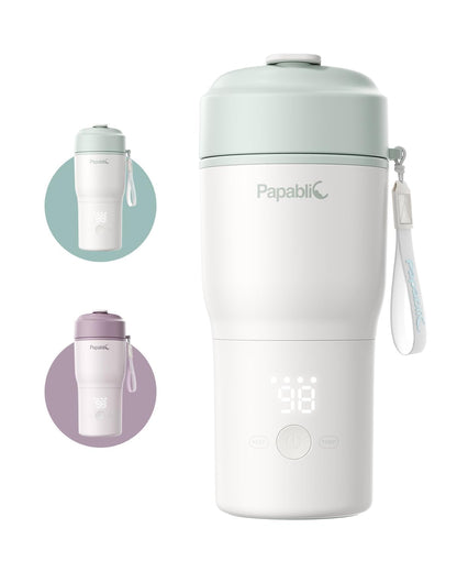 Papablic Portable Bottle Warmer, 85W Fast Baby Bottle Warmer for Travel & Home, Heats Breastmilk & Formula & Water, 4 Temperature Settings, Wide Mouth, Fits Car Cup Holder