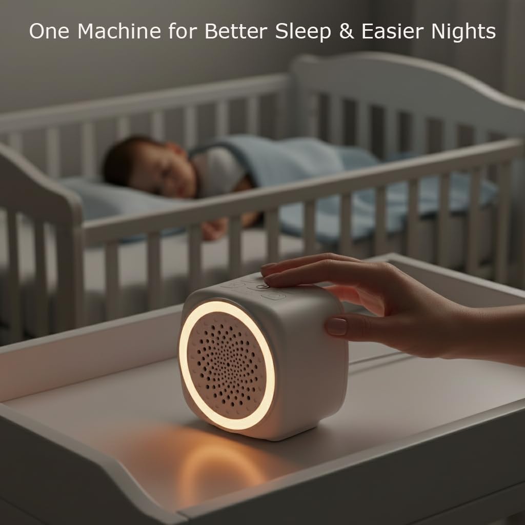 Q9 White Noise Machine, Portable Sleep Sound Machine with 7 Color Night Light, 15/30/60 Min Timer, Soothing Relaxing Sounds for Baby Nursery, Bedroom, Office and Travel Use