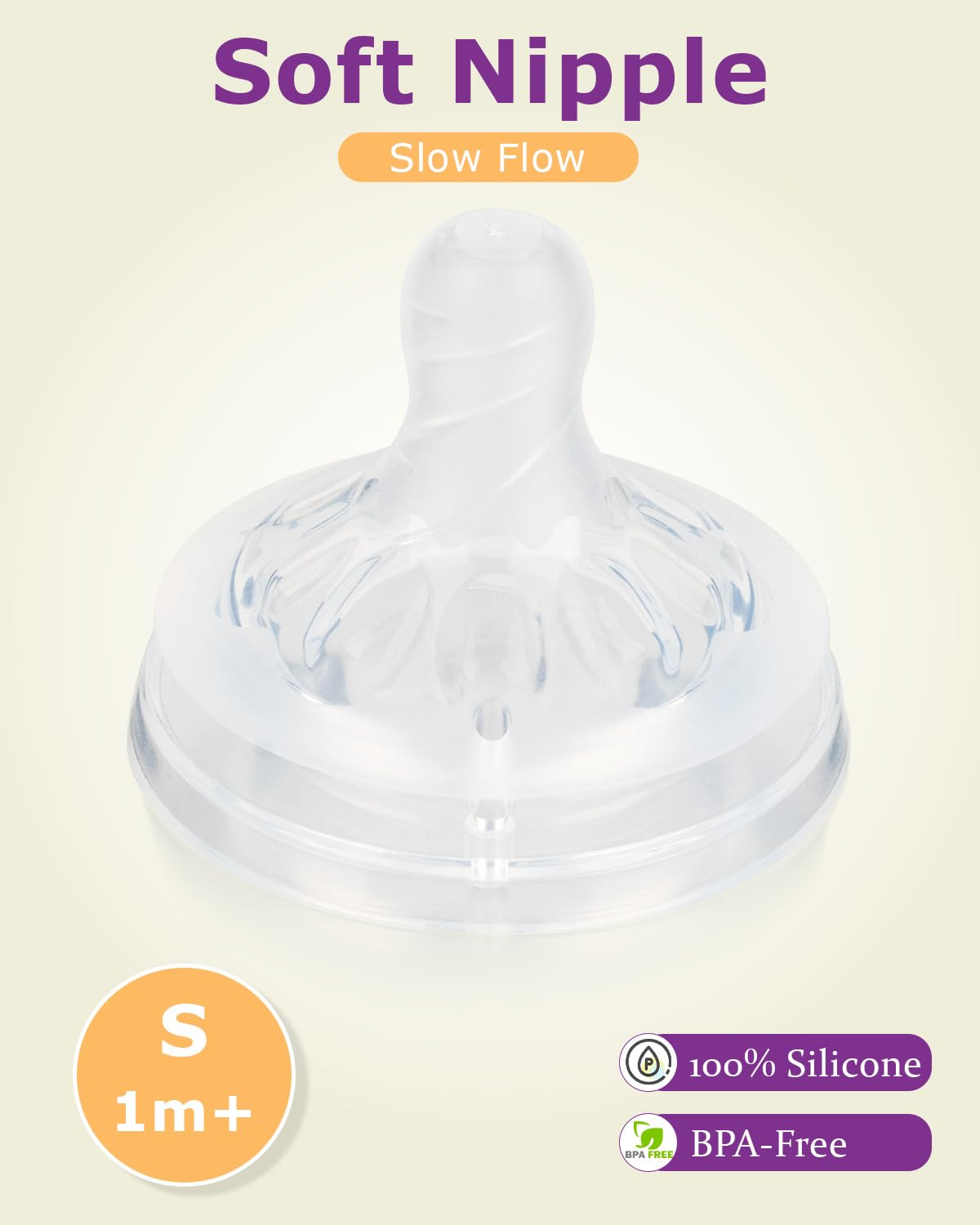 Silicone Bottle Nipples for Philips Avent Natural Baby Bottles,Size 5 Nipple,6m+,Flast Flow, 6 Count
