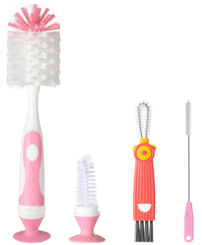 Ariseno 5-in-1 Baby Bottle Brush Set, Including Nylon and Silicone Bottle Brush, Bottle Cap, Straw and Nipple Cleaner, BPA-Free (Blue)