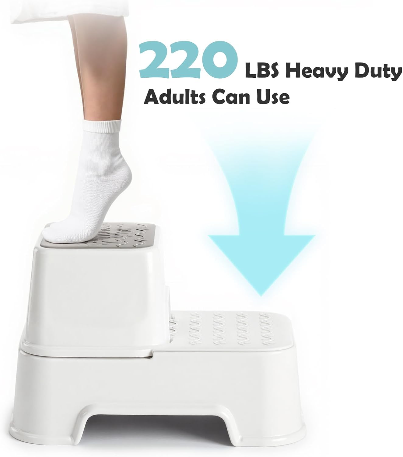 2-Step Toddler Step Stool, Non Slip Kids Step Stool for Bathroom Sink & Toilet Potty Training, Sturdy Stable Base, 10”Height Supports 220 lbs (2Packs White)