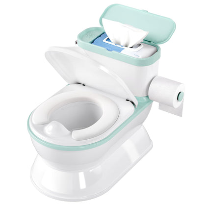 CheerTry 2-in-1 Toddler Potty Training Toilet - Larger Potty Chair & Detachable Training Seat for Boys & Girls Ages 1-3 with Flushing Sound, Wipes Storage, Toilet Paper Holder - Pink