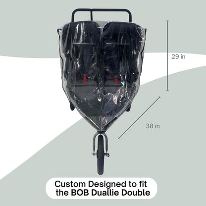 SASHA'S Rain Cover for BOB Gear Duallie Double Jogging Strollers, Zipper Access, Maximum Coverage, Weather Shield (Jogger not Included)