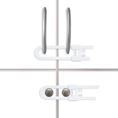 Vmaisi 8 Pack Baby Sliding Cabinet Locks - Adjustable U Shaped Child Safety Locks,Childproof Latches for Kitchen Bathroom Storage Cupboards Doors, Handles and Knobs White