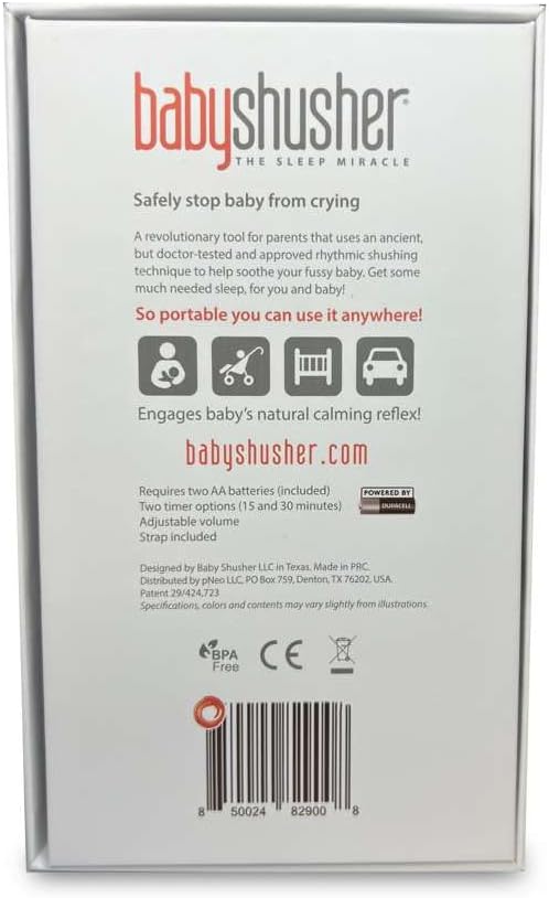 Baby Shusher Portable Sound Machine - Mom-Like 'Shh!' Sound for Baby, Sleeping Soother, Newborn Essentials for Crib, Battery Operated Hush, Travel Friendly, Shower & Registry Gift - 1 Count