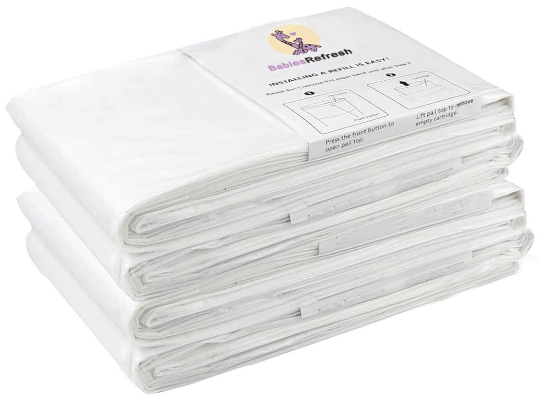 Refills Compatible with DEKOR PLUS Diaper Pail Refills | 8 Pack | Diaper Pail Odor Eliminator| Fresh Powder Scent | Each Diaper Bag Refill Holds up to 4640 Diapers | Diaper bin refill