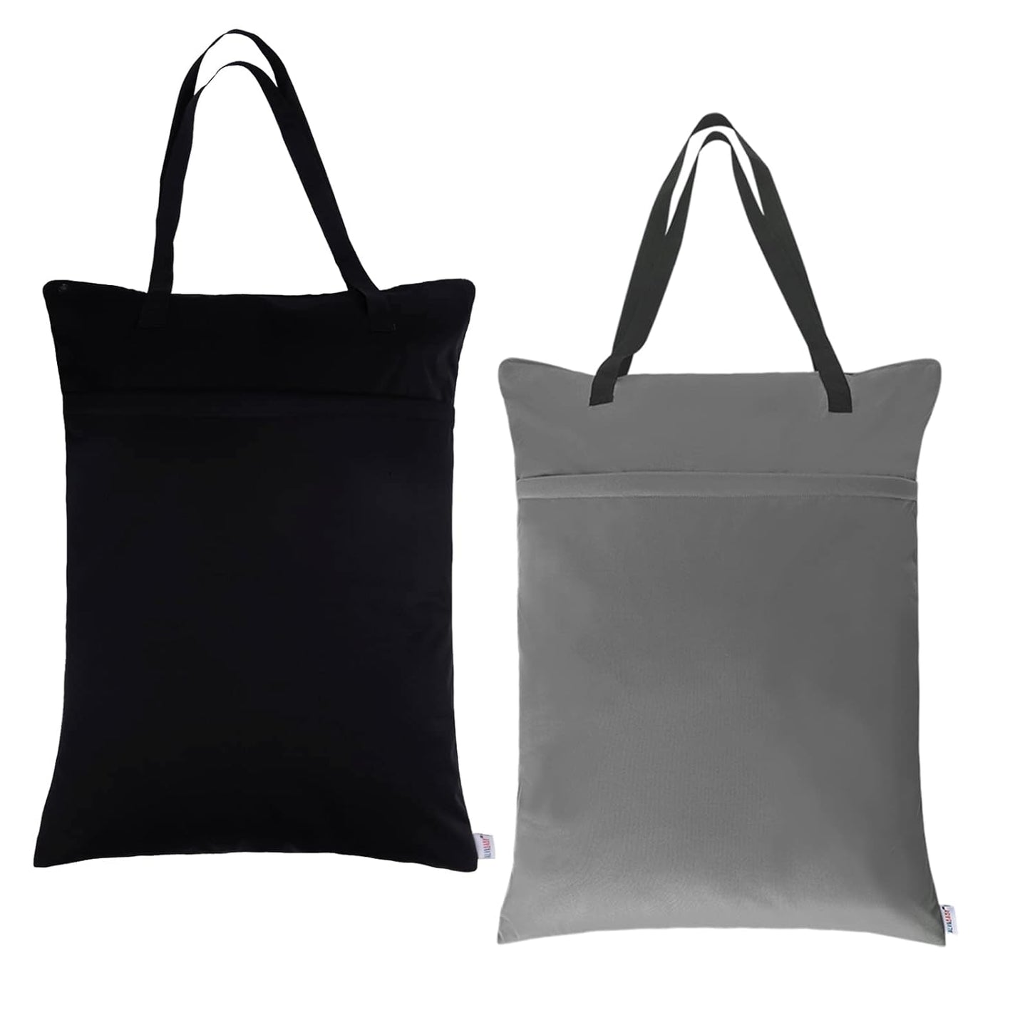 ALVABABY 2 Pack Large Wet Dry Bag Waterproof Hanging Cloth Diaper with Double Zippered Pockets 25x18 inches (Feather & Stripe)