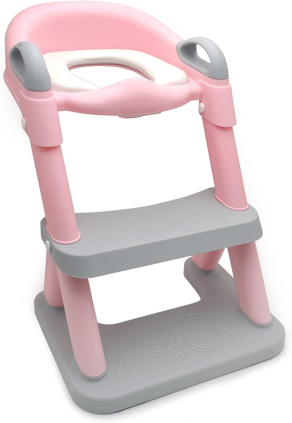 HTTMT- Giraffe Potty Training Toilet Ladder Seat With Upgraded Cushion Step Stool Ladder Toilet Chair/Toilet Trainer for Baby Toddler Kids Children In Pink [P/N: ET-BABY001-PINK STEP]
