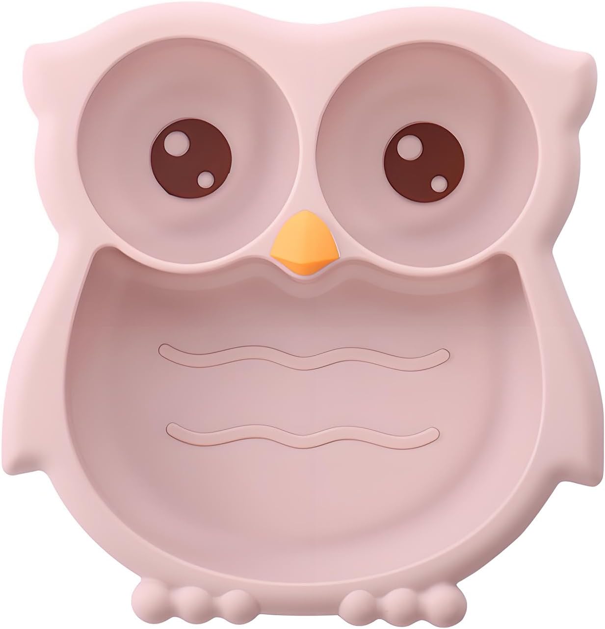 PandaEar Toddler Suction Plates, Stay Put Divided Baby Plates, Owl Shape BPA-Free 100% Food-Grade Silicone Unbreakable Baby Plate, Baby Feeding Supplies (Blue)