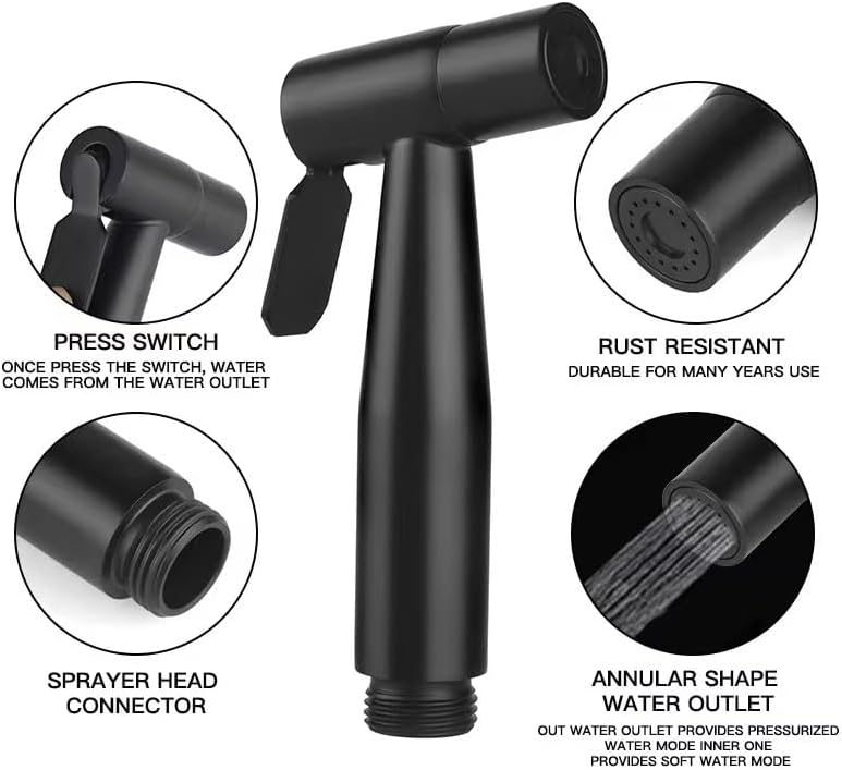 2 Pieces Bidet Toilet Sprayer Head Stainless Steel Handheld Bidet Sprayer Cloth Bathroom Diaper Sprayer for Kitchen and Toilet Cleaning (Bidet Sprayer Head)…